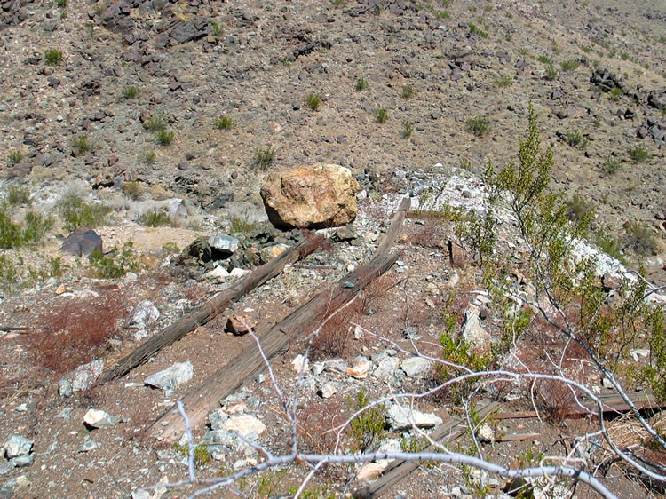 The tailings opposite the tunnel entrance.