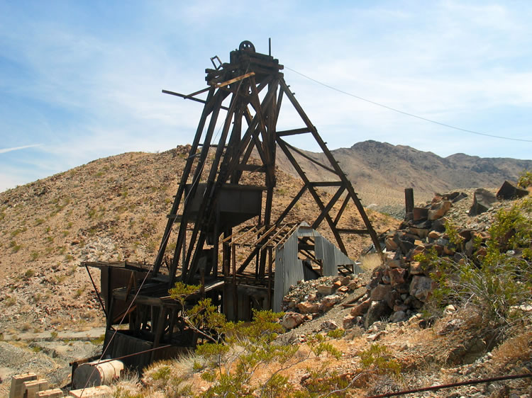 The headframe over the inclined shaft.
