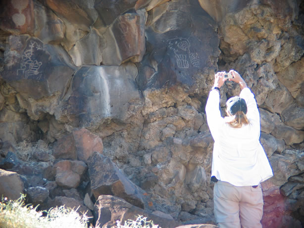 Jamie photographing the petroglyphs.