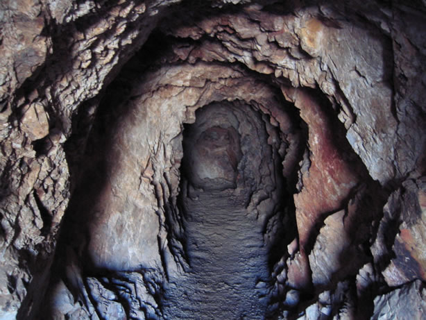 Inside the lower tunnel at the Copper Strand Mine.