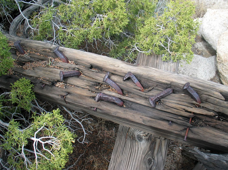 These spike infested ties are located between the two cabins.