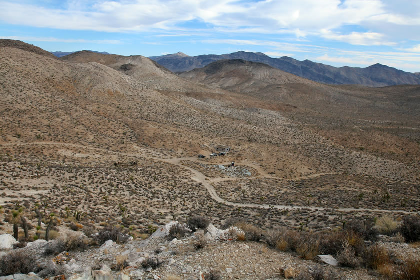 Here's her view as she descends from the mountain top.