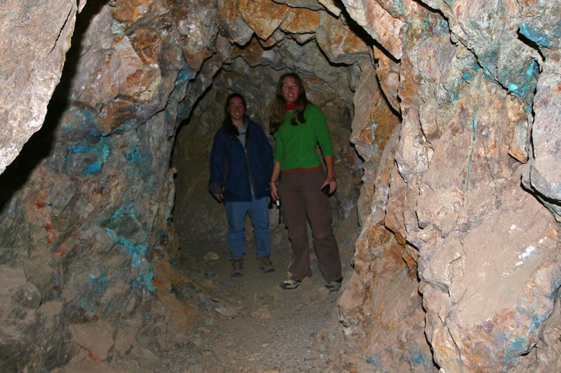 Niki and Alysia at the end of a side tunnel.